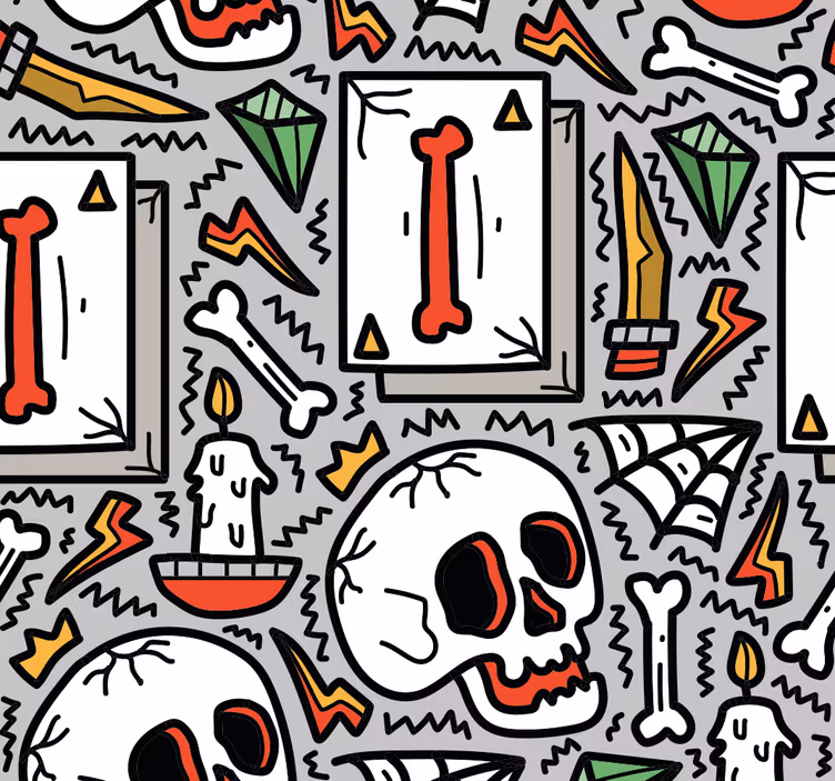 Schedelgraffiti behang tienerkamer - TenStickers