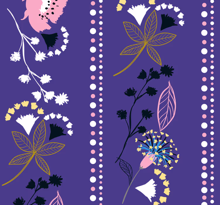 Bloemenstreeppatroon bloemen behang - TenStickers