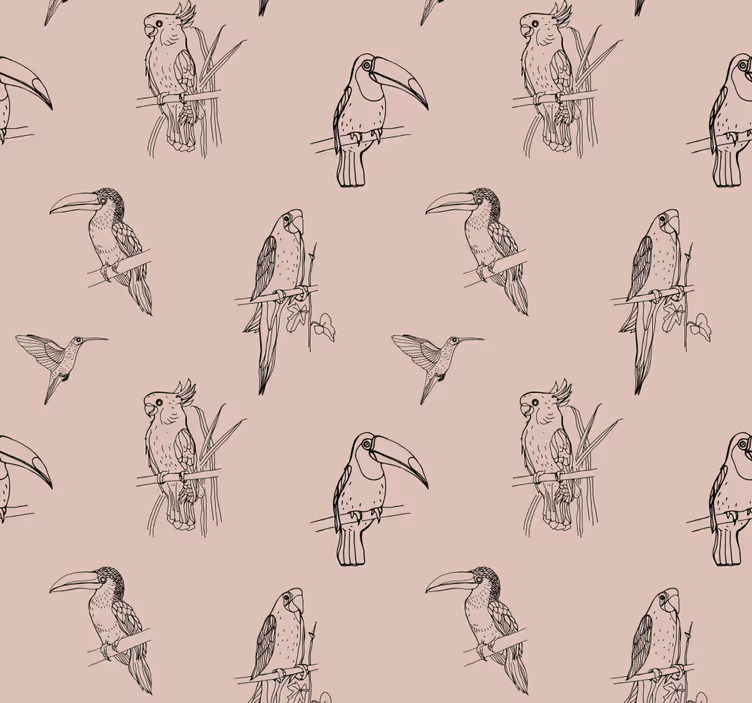 Vogelschetsmotief behang vogels - TenStickers