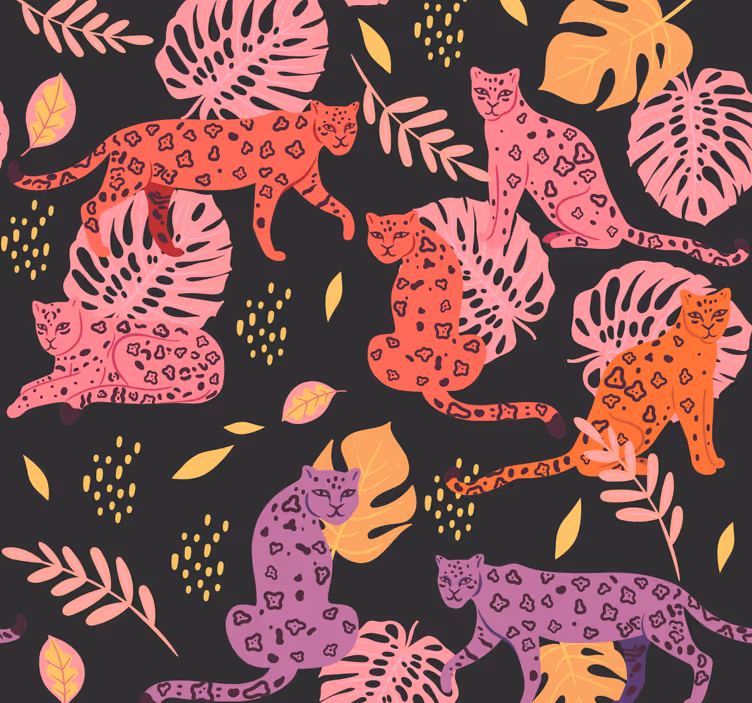 Tropisch faunamotief behang dieren - TenStickers