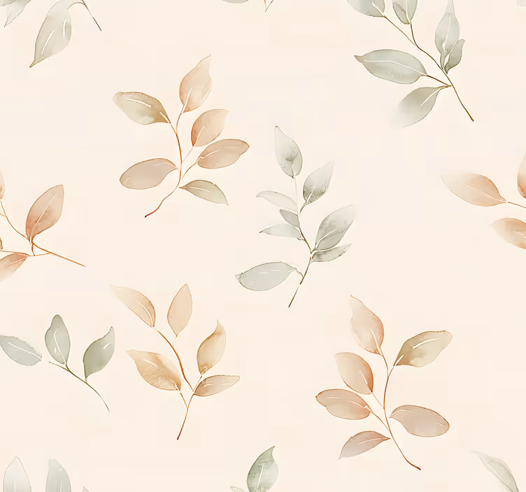 Beige bladerenontwerp behangpapier ingang - TenStickers