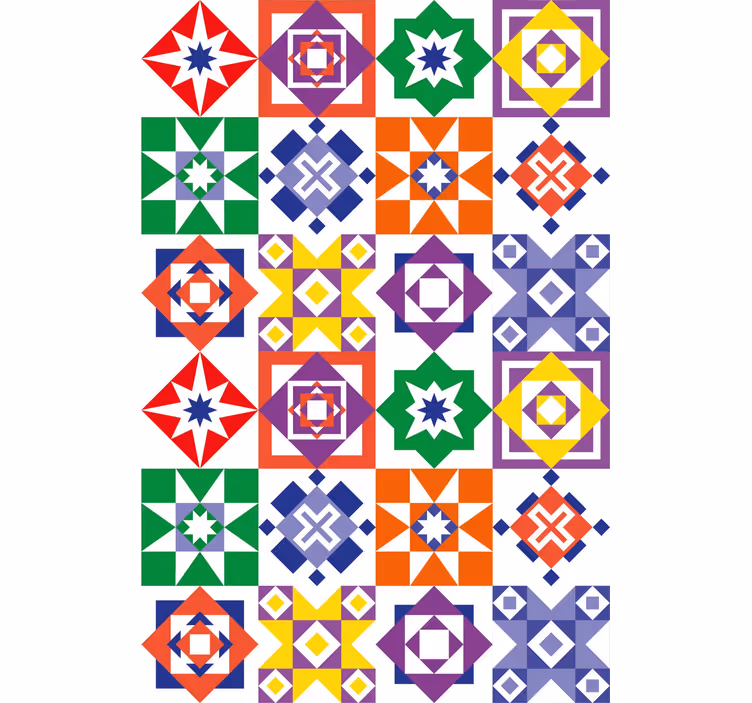 Veelkleurig ontwerp behang tegels - TenStickers