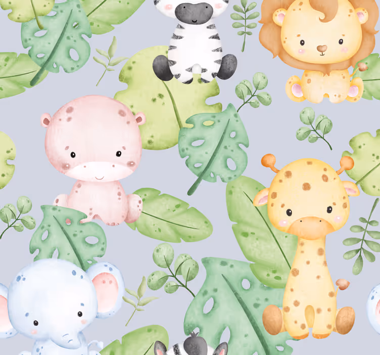 Baby-ontwerp dieren behang - TenStickers