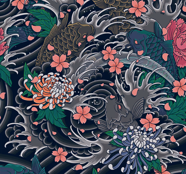 Sierlijk bloemenmotief behang bloemsierkunst - TenStickers