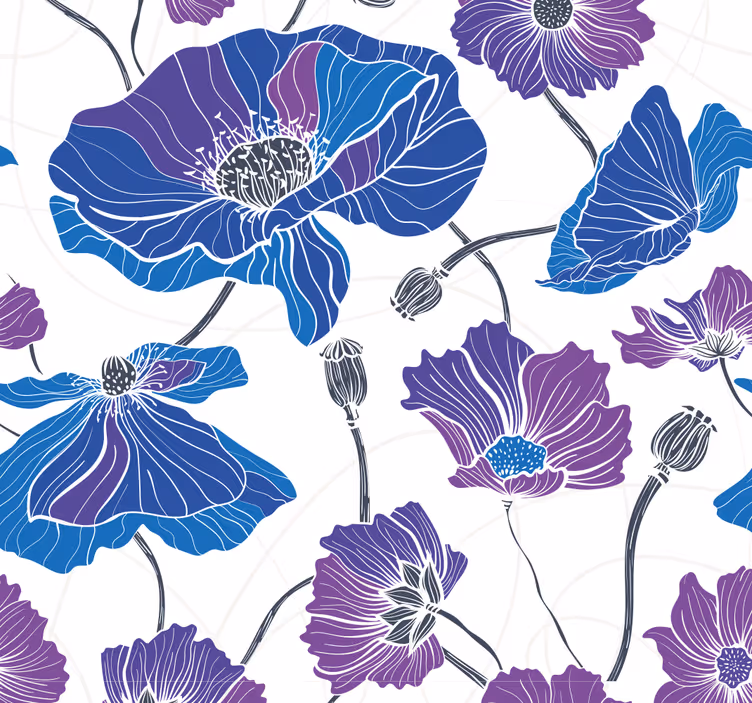 Bloemenbloeiende scène bloemen behang - TenStickers