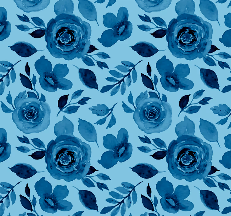 Blauwe bloemenreeks bloemen behang - TenStickers