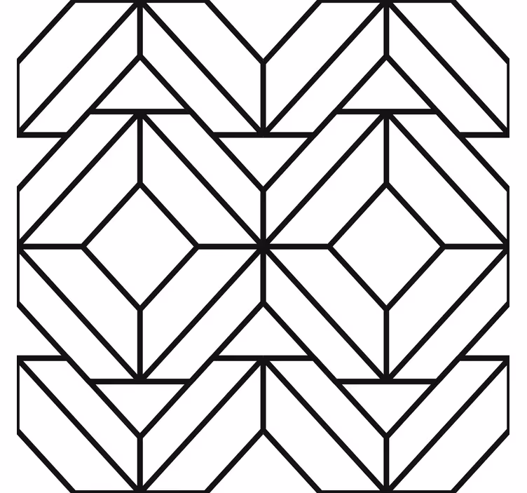 Zwart-wit geometrisch patroon moderne behangpapier - TenStickers