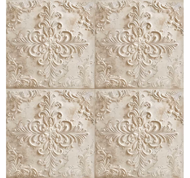 Beige tegels barok behangpapier - TenStickers
