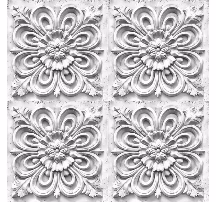 Witte tegels barok behangpapier - TenStickers