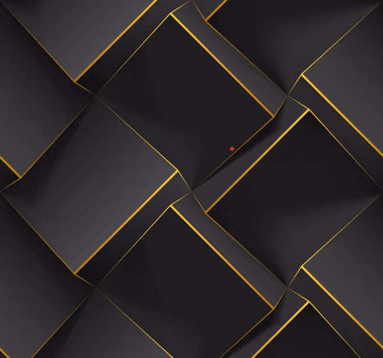 Zwarte vormen met goud patroon luxe behang - TenStickers