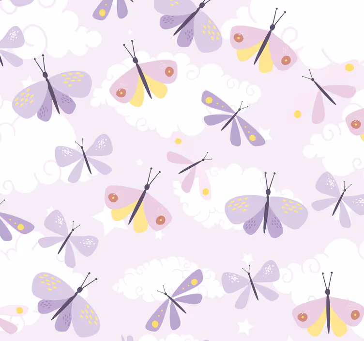 Behangpatroon lila vlinders pasteltinten - TenStickers