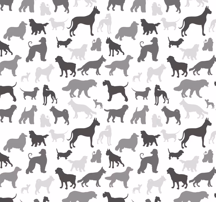 Behang slaapkamer Zwarte hond silhouet patroon - TenStickers