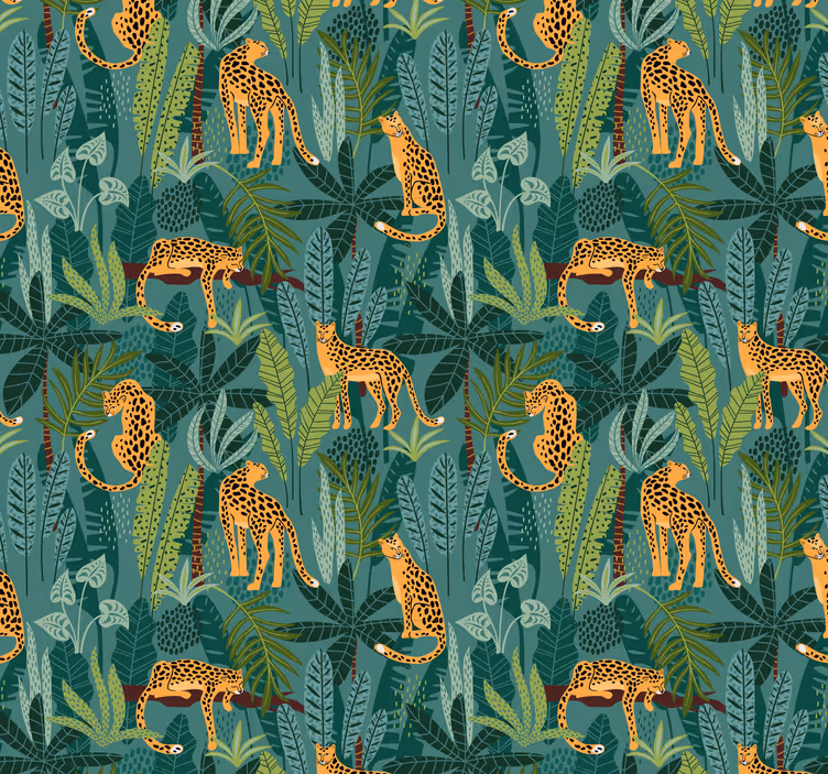 Behang bomen luipaarden in de jungle - TenStickers