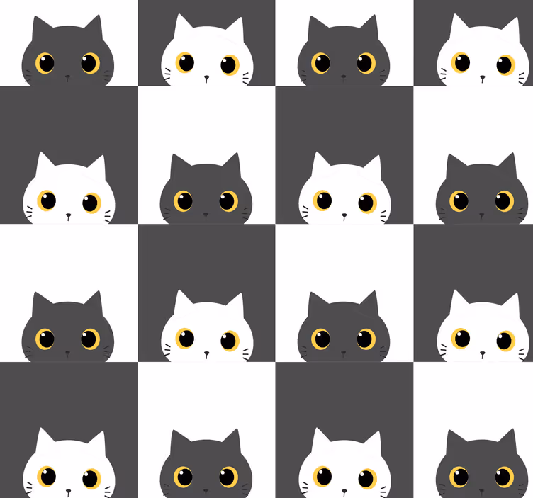 Behang slaapkamer Zwart-witte katten op film - TenStickers