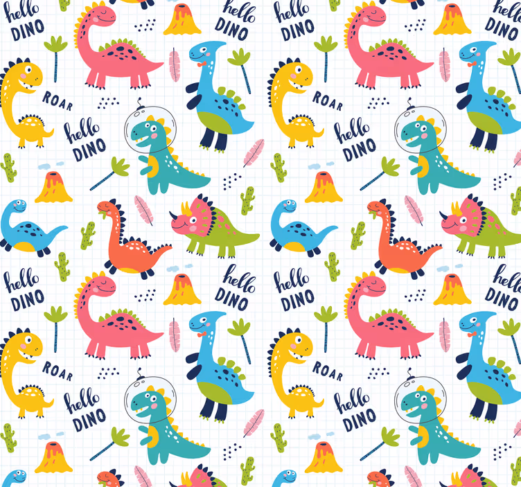 Behang slaapkamer Schattig dinosauruspatroon - TenStickers