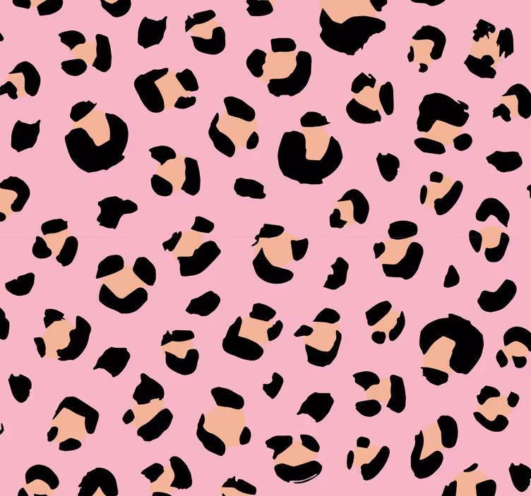 Kinderbehang Zwart en roze aquarel luipaardpatroon - TenStickers