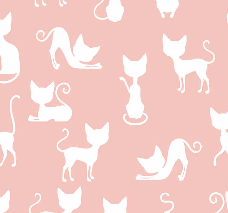 Behang slaapkamer Abstracte uitrekkende katten - TenStickers