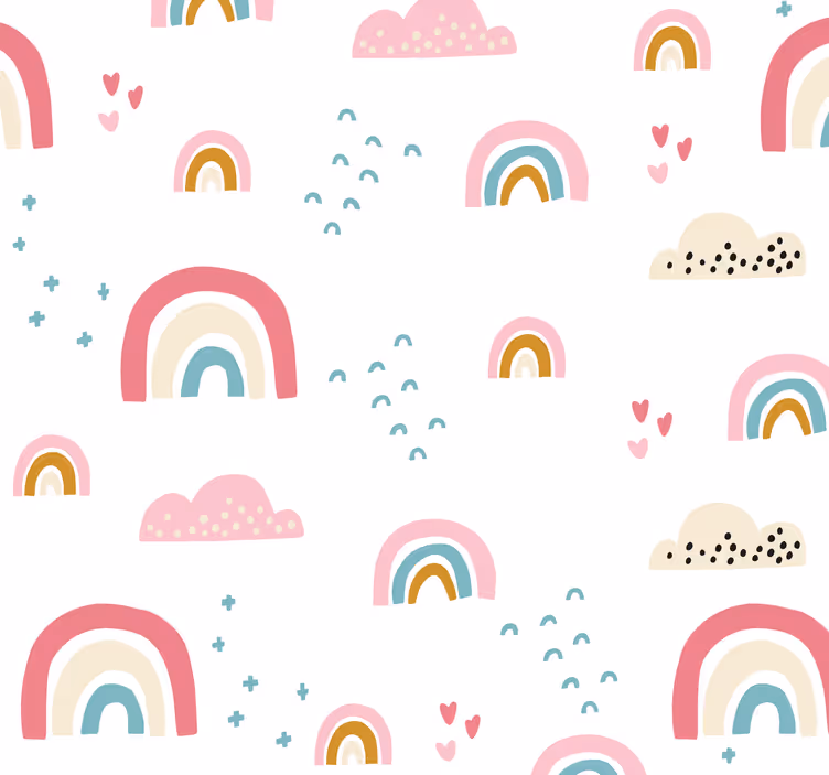 Behang slaapkamer Regenboogpatroon in pastelkleuren - TenStickers