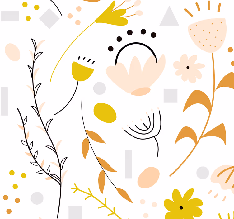 Bloemen behang bloemen en stippen - TenStickers