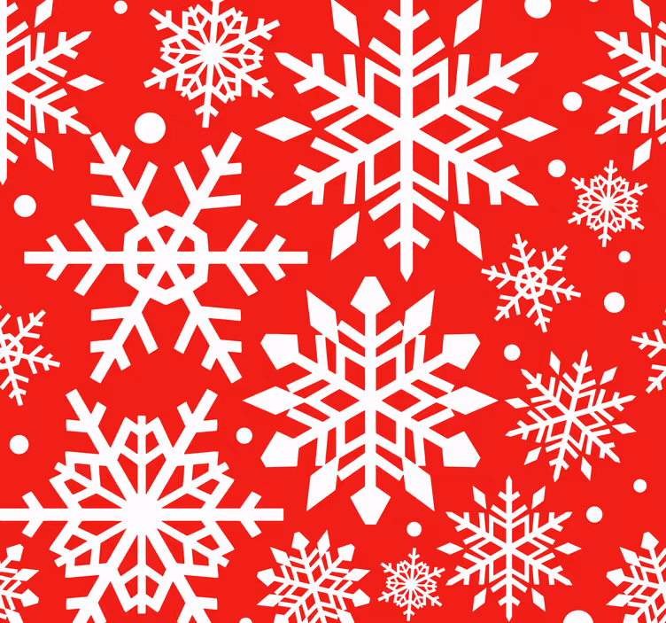 Behang rood Rode sneeuwvlokken - TenStickers