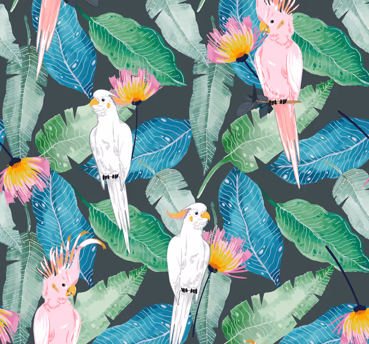 Tropische vogels en bladeren behang vogels - TenStickers