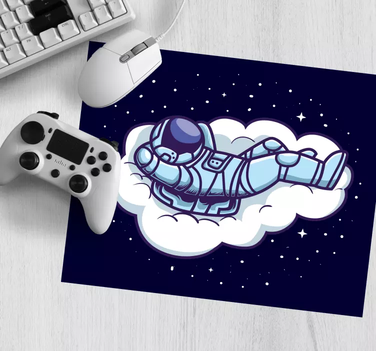 Gaming muismat astronaut zwevend op wolk - TenStickers