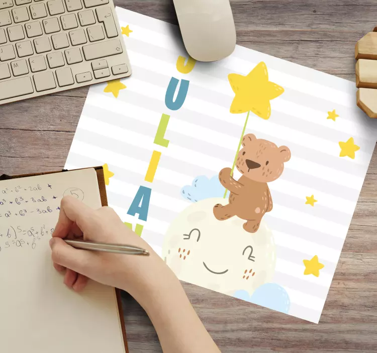 Muismat met naam bear met ster - TenStickers