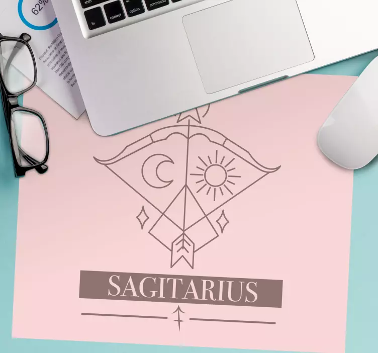 Muismat met naam boogschutter zodiac symbool - TenStickers