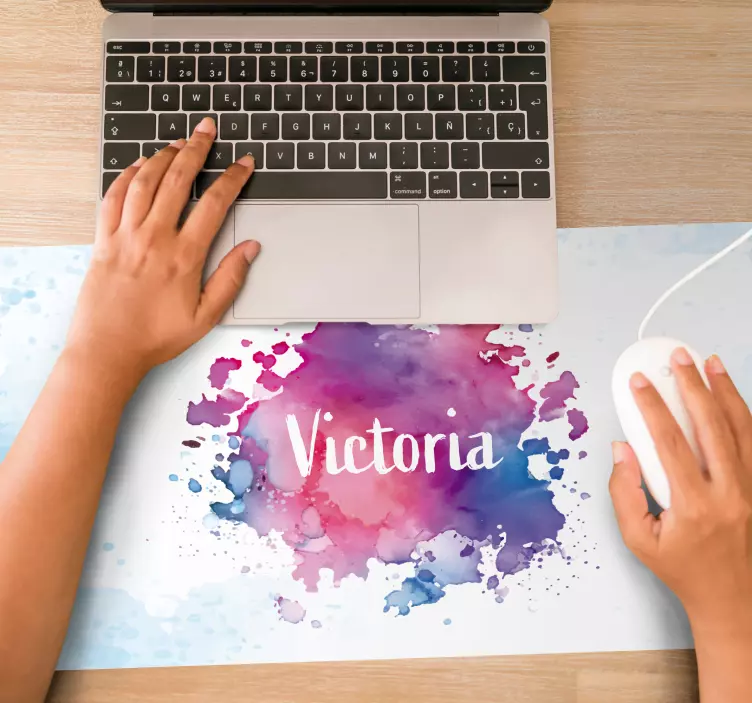 Muismat met naam kleurrijke waterverf spatten - TenStickers