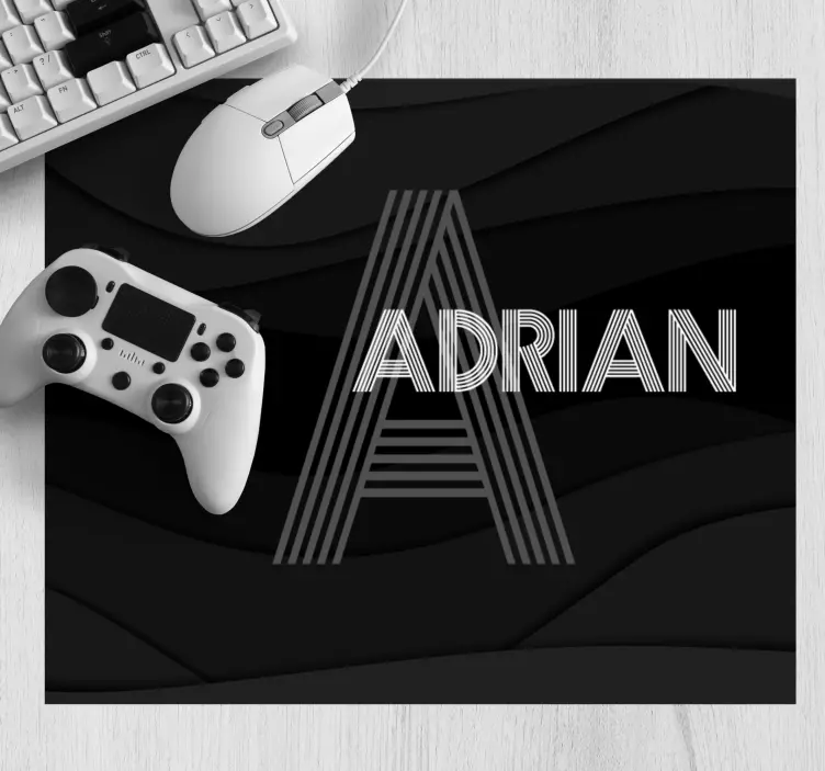 Muismat met naam stijlvolle gepersonaliseerde initiaal - TenStickers