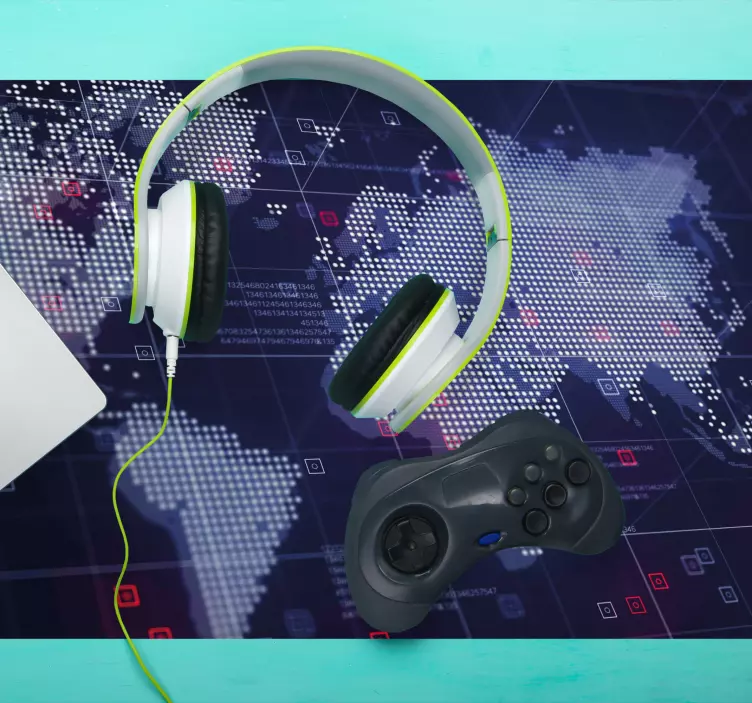 Muismat wereldkaart interactieve wereldcoördinaten - TenStickers