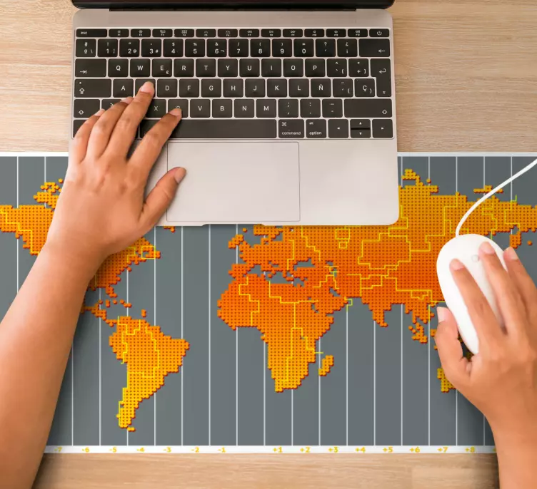 Muismat wereldkaart pixelated wereldkaart - TenStickers