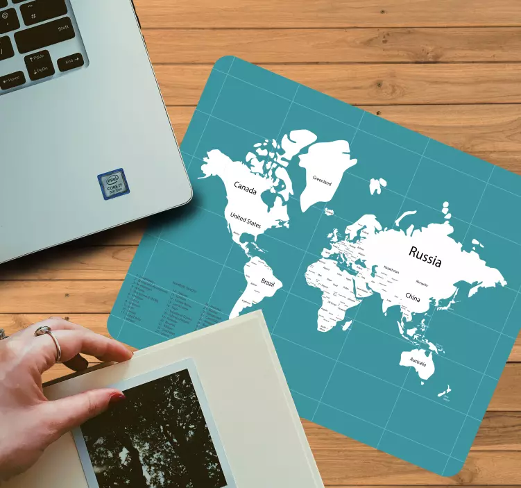 Muismat wereldkaart uitgebreide wereldkaart - TenStickers