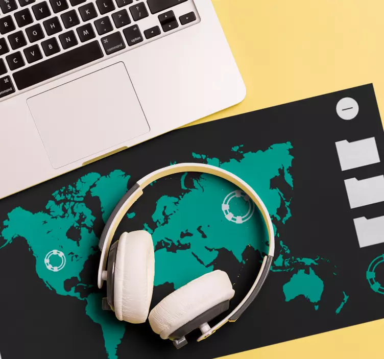 Muismat wereldkaart wereldkaart ontwerp - TenStickers