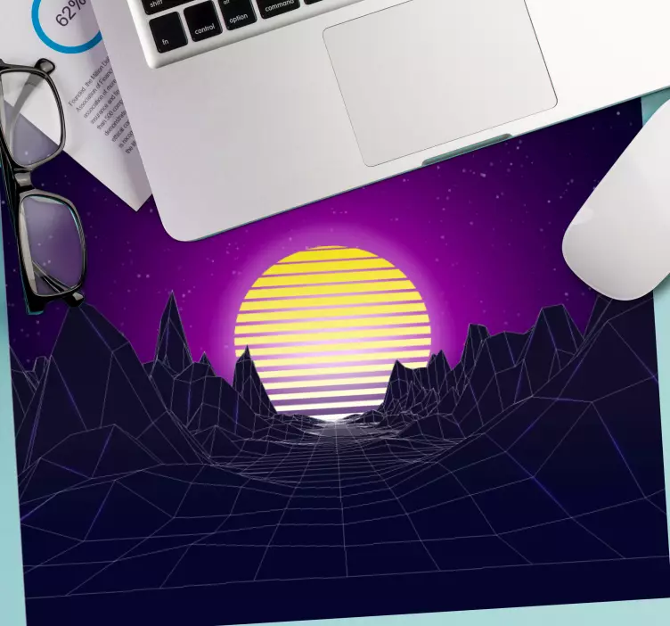 Originele muismat geometrisch zonsondergang landschap - TenStickers