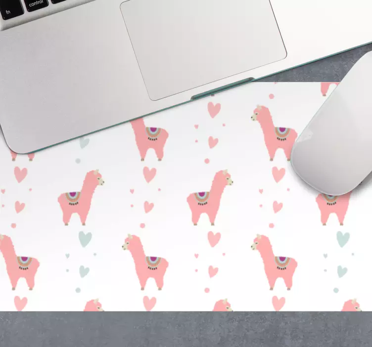 Originele muismat schattige lama harten - TenStickers