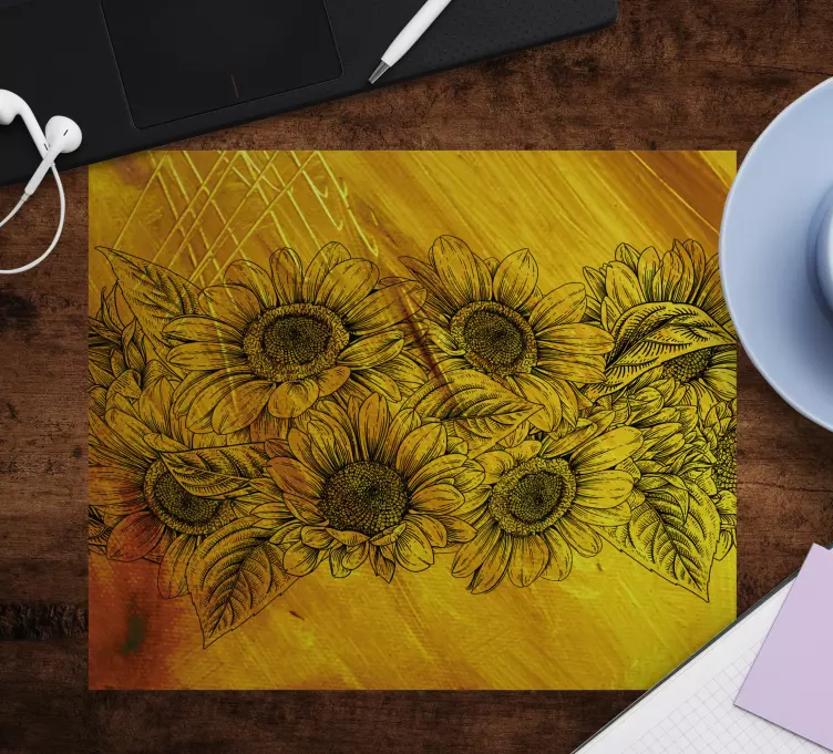 Originele muismat zonnebloem bloemenpatroon - TenStickers