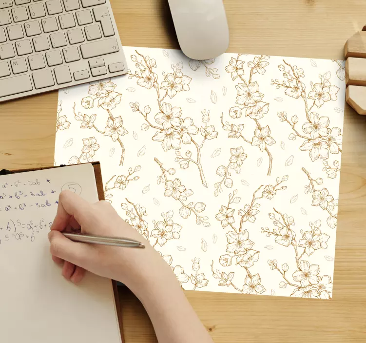 Patronen muismat bloemige schets kunstwerk - TenStickers