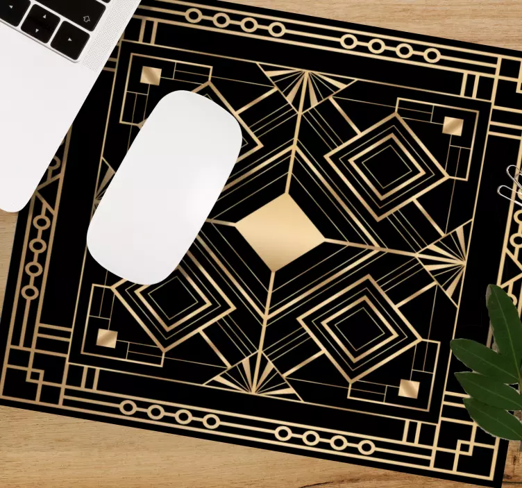 Patronen muismat geometrisch zwart en goud - TenStickers