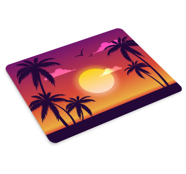 Gaming muismat sunset palm silhouet - TenStickers