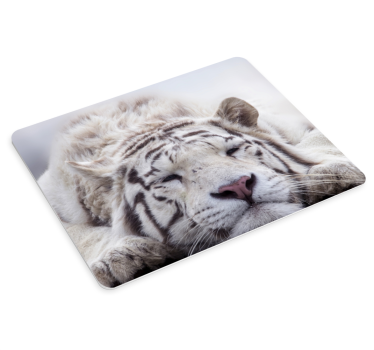 Originele muismat witte tijger rustend - TenStickers