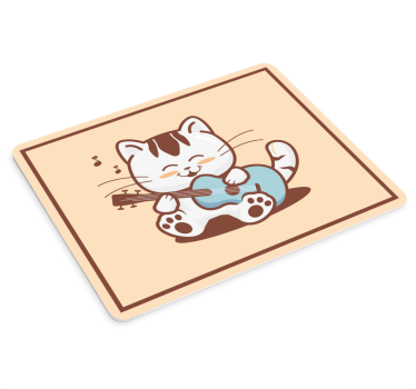 Gaming muismat schattige kat die gitaar speelt - TenStickers