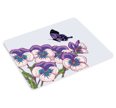 Originele muismat paarse bloemen vlinder - TenStickers