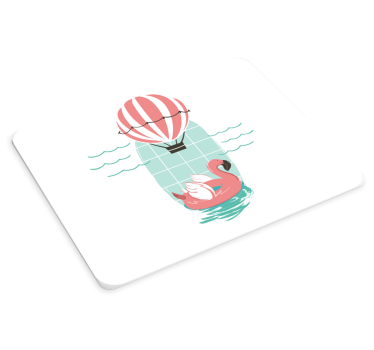 Originele muismat speelse flamingo float - TenStickers
