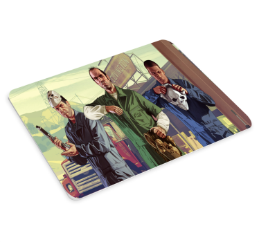 Gaming muismat drie personages met maskers - TenStickers