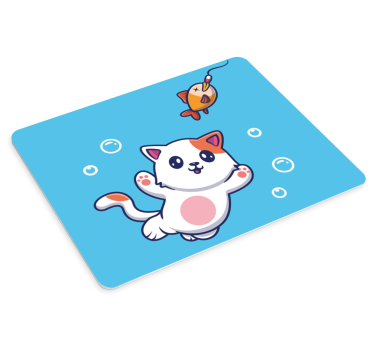 Gaming muismat speelse kat vissen - TenStickers