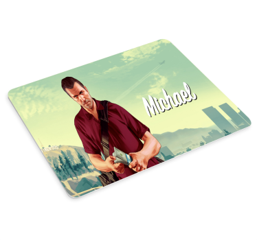 Gaming muismat character holding cash - TenStickers
