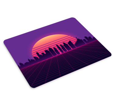 Neon zonsondergang stadsgezicht gaming muismat - TenStickers