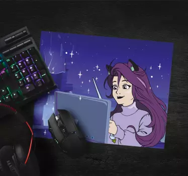 Anime muismat meisje met tablet - TenStickers