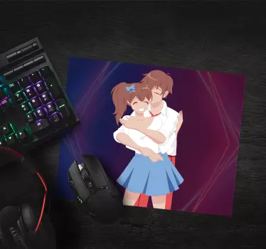Anime muismat schattig koppel omhelzing - TenStickers